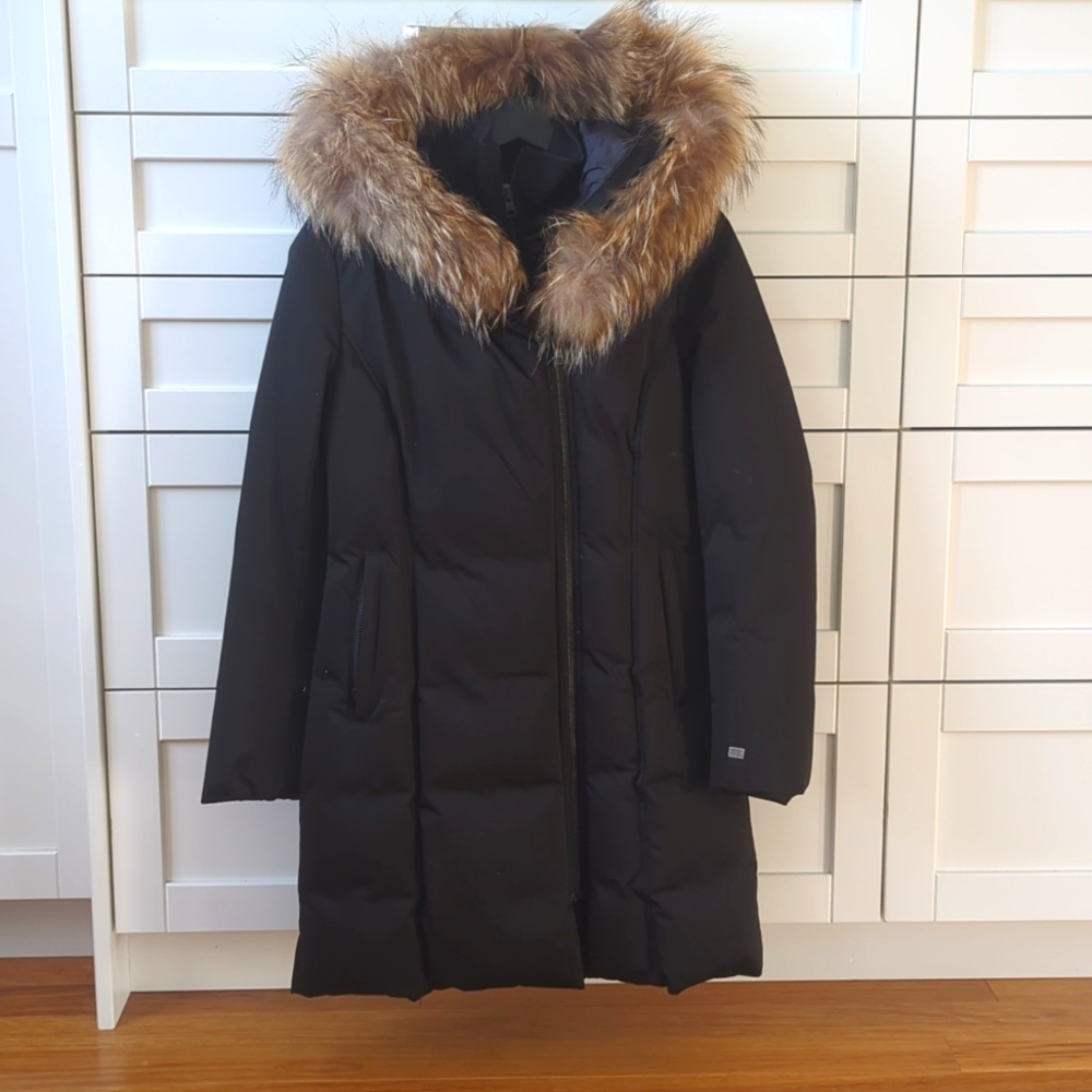 Soia & Kyo Salma black hooded down parka with fur XS